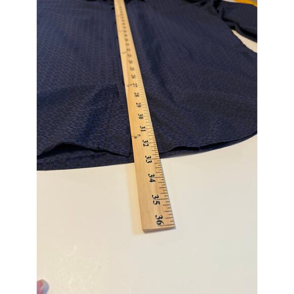 Bugatchi XL Shaped Fit Dress Shirt Flip Cuff Navy Geometric Business Casual - Picture 5 of 11